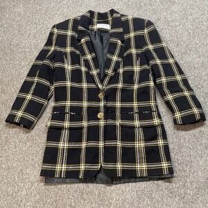 Vtg Pendleton Plaid Blazer Jacket Women Size 6 Preppy Academia Shoulder Pads